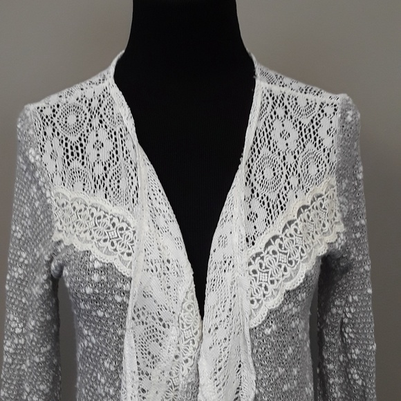 BLUE planet lace open front cardigan size Medium - Picture 5 of 8